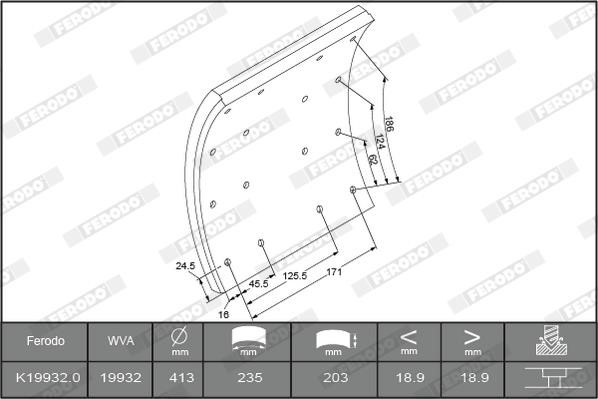 Ferodo K19932.1-F3653 Brake lining set K199321F3653