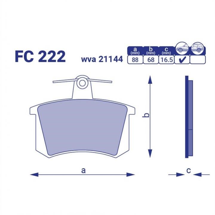 Frico FC 222 Brake Pad Set, disc brake FC222