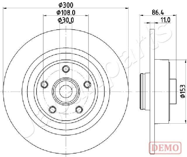 Japanparts DP-0702C Rear brake disc, non-ventilated DP0702C