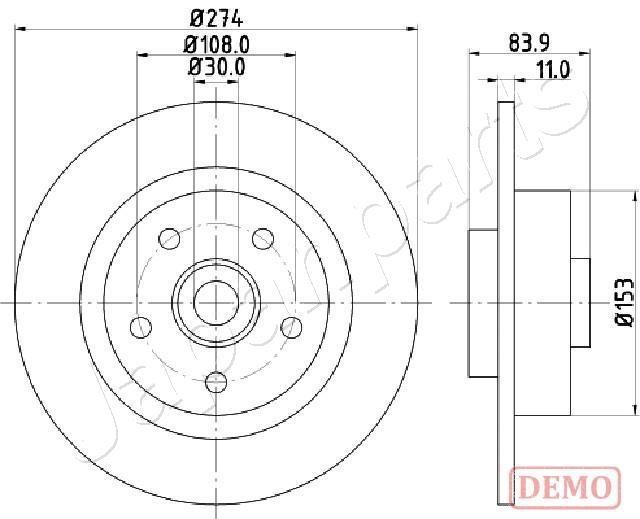 Japanparts DP-0704C Rear brake disc, non-ventilated DP0704C