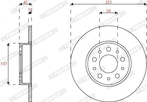 Ferodo DDF2777C Rear brake disc, non-ventilated DDF2777C