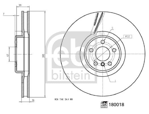 Brake rotor Rolls-Royce Phantom: 180018 febi Brake disc