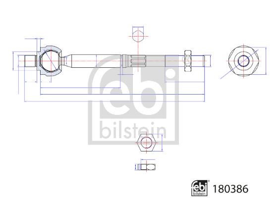 febi 180386 Inner Tie Rod 180386 180386 febi Inner Tie Rod