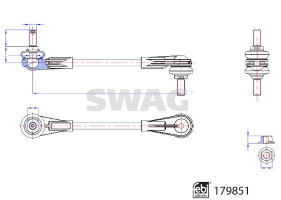 SWAG 33 10 5318 Link/Coupling Rod, stabiliser 33105318