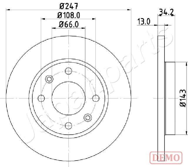 Japanparts DI-0630C Unventilated front brake disc DI0630C