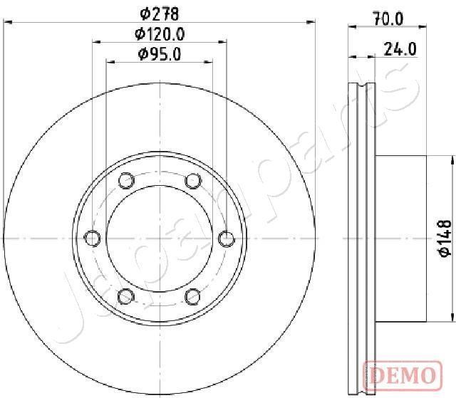 Japanparts DI-0715C Front brake disc ventilated DI0715C