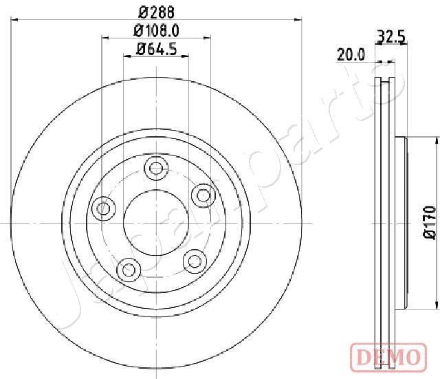 Japanparts DP-0315C Rear ventilated brake disc DP0315C