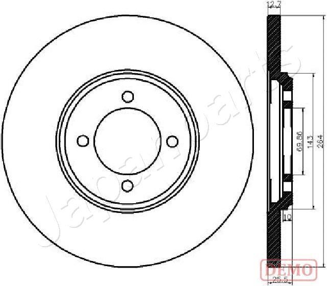 Japanparts DP-0318C Rear brake disc, non-ventilated DP0318C
