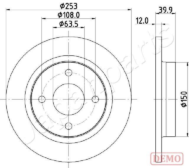 Japanparts DP-0329C Rear brake disc, non-ventilated DP0329C