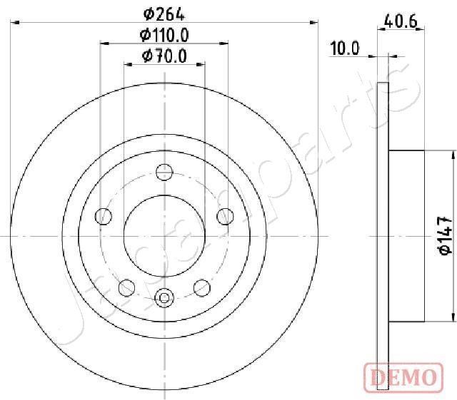 Japanparts DP-0400C Rear brake disc, non-ventilated DP0400C