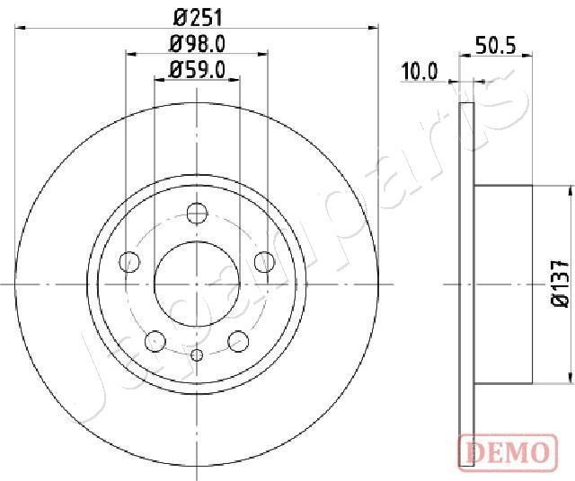 Japanparts DP-0202C Rear brake disc, non-ventilated DP0202C