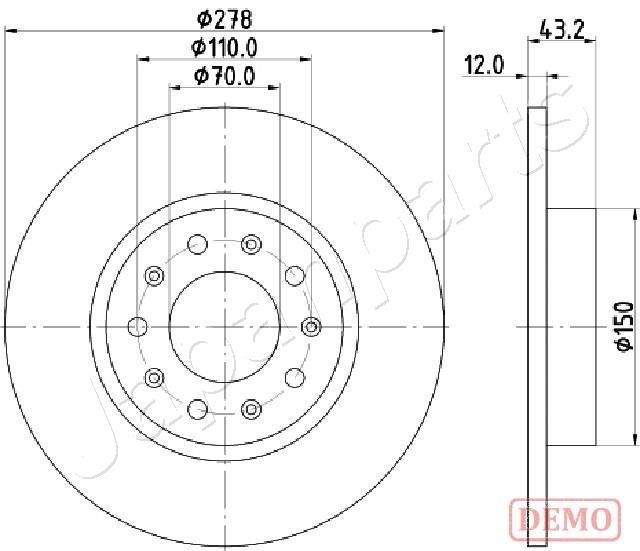 Japanparts DP-0204C Rear brake disc, non-ventilated DP0204C