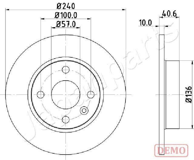 Japanparts DP-0405C Rear brake disc, non-ventilated DP0405C