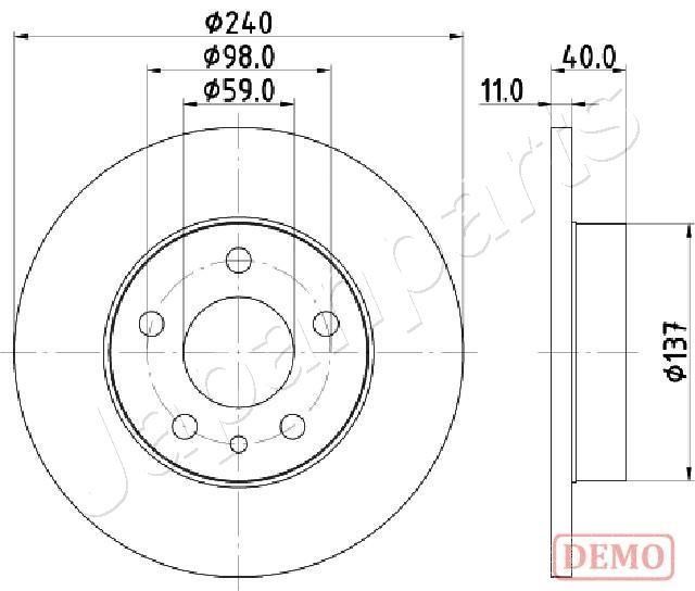 Japanparts DP-0209C Rear brake disc, non-ventilated DP0209C