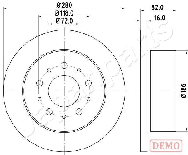 Japanparts DP-0216C Rear brake disc, non-ventilated DP0216C