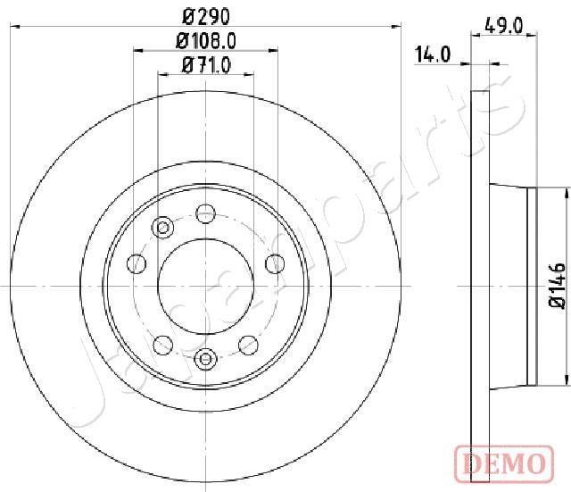 Japanparts DP-0219C Rear brake disc, non-ventilated DP0219C