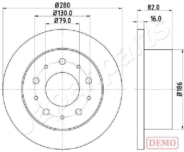 Japanparts DP-0611C Rear brake disc, non-ventilated DP0611C