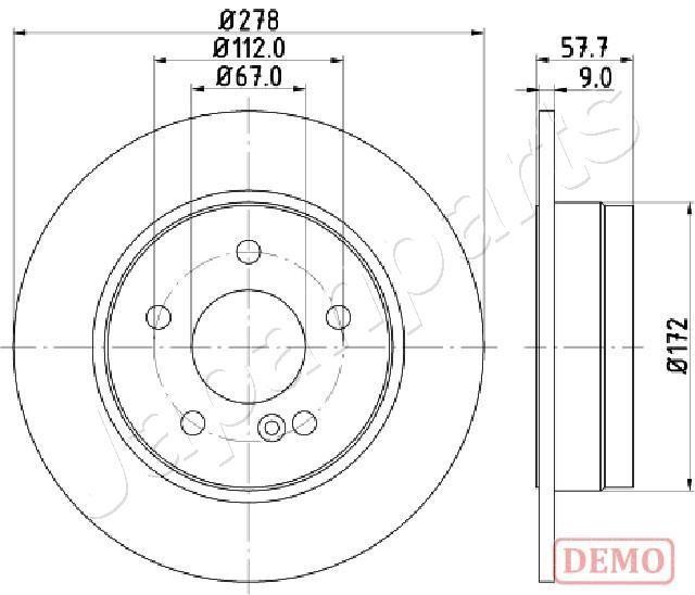 Japanparts DP-0508C Rear brake disc, non-ventilated DP0508C