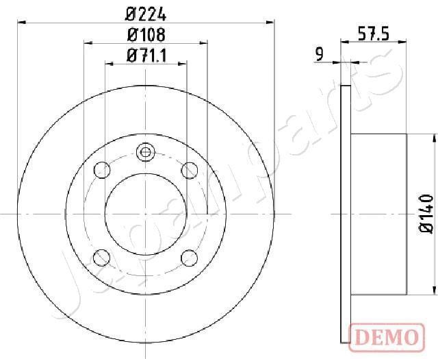 Japanparts DP-0614C Rear brake disc, non-ventilated DP0614C