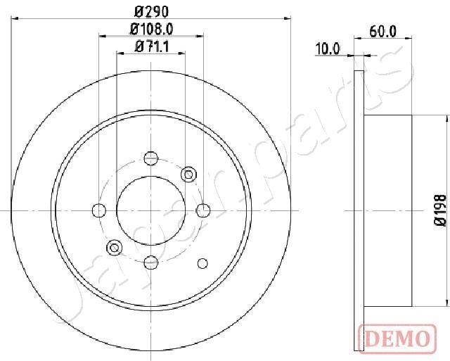 Japanparts DP-0616C Rear brake disc, non-ventilated DP0616C