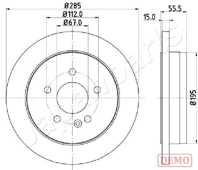 Japanparts DP-0522C Rear brake disc, non-ventilated DP0522C