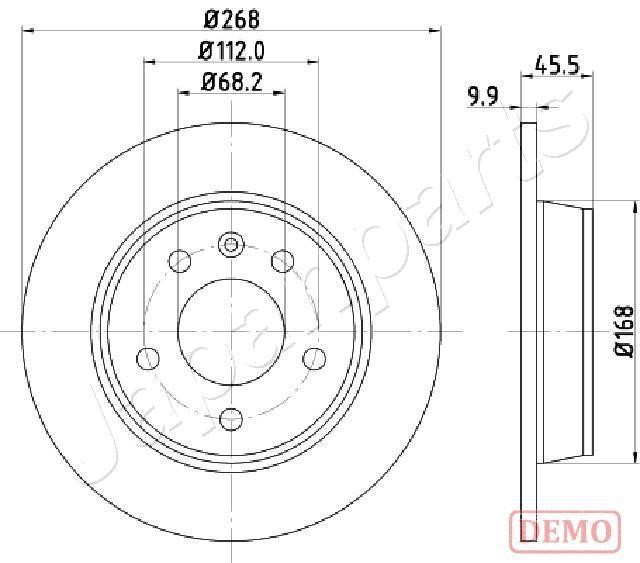 Japanparts DP-0306C Rear brake disc, non-ventilated DP0306C