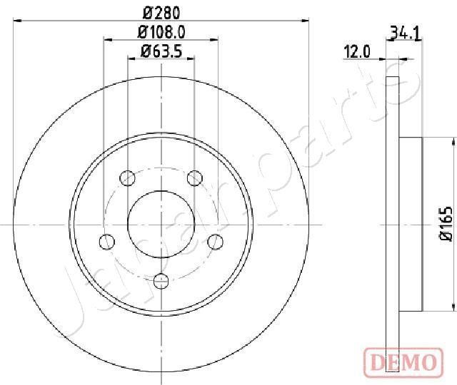 Japanparts DP-0309C Rear brake disc, non-ventilated DP0309C