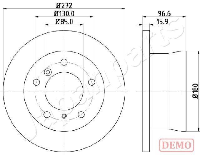 Japanparts DP-0526C Rear brake disc, non-ventilated DP0526C