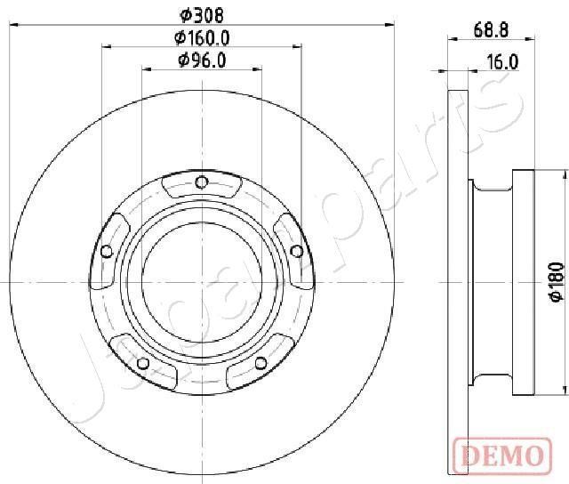 Japanparts DP-0312C Rear brake disc, non-ventilated DP0312C