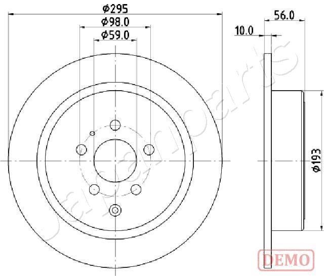 Japanparts DP-0608C Rear brake disc, non-ventilated DP0608C
