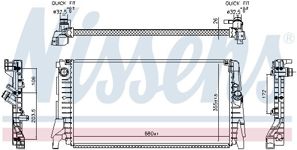 Engine cooling radiator Mini Cooper: 606340 Nissens Engine cooling radiator
