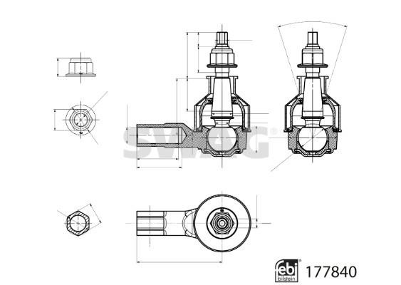 Outer tie rod Opel Antara: 33104326 SWAG Tie rod end