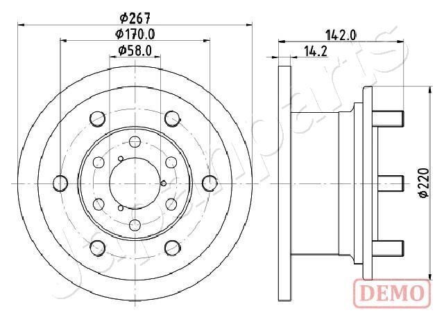 Japanparts DI-0254C Unventilated front brake disc DI0254C