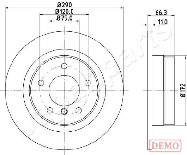 Japanparts DP-0103C Rear brake disc, non-ventilated DP0103C