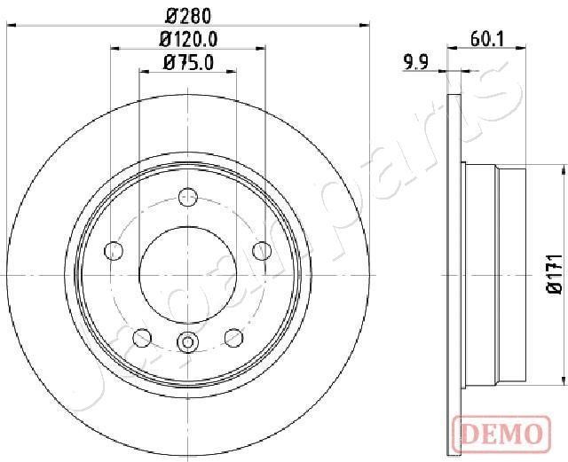 Japanparts DP-0107C Rear brake disc, non-ventilated DP0107C
