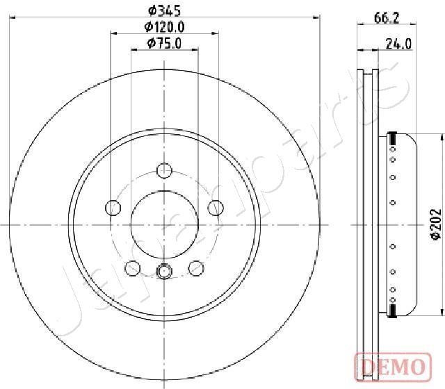 Japanparts DP-0115C Rear ventilated brake disc DP0115C
