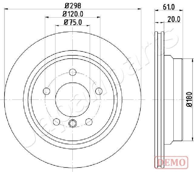 Japanparts DP-0122C Rear ventilated brake disc DP0122C
