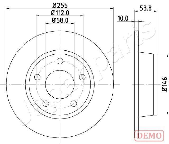Japanparts DP-0914C Rear brake disc, non-ventilated DP0914C