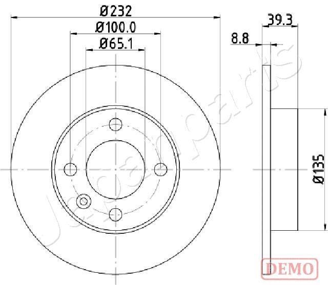 Japanparts DP-0921C Rear brake disc, non-ventilated DP0921C