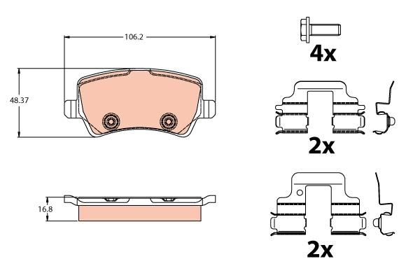 GDB2125 TRW TRW COTEC brake pad set