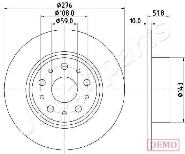 Japanparts DP-0207C Rear brake disc, non-ventilated DP0207C
