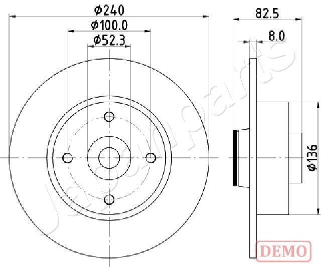 Japanparts DP-0712C Rear brake disc, non-ventilated DP0712C