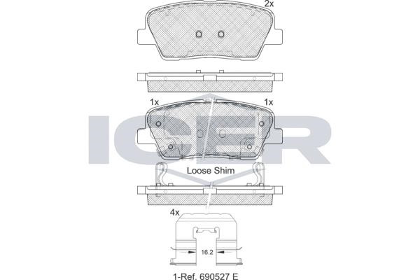 Icer 181954-233 Rear disc brake pads, set 181954233