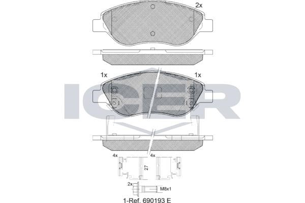 Icer 181445-208 Front disc brake pads, set 181445208