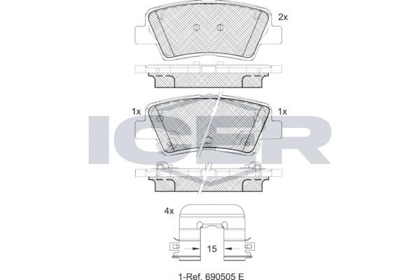 Icer 182036-208 Rear disc brake pads, set 182036208