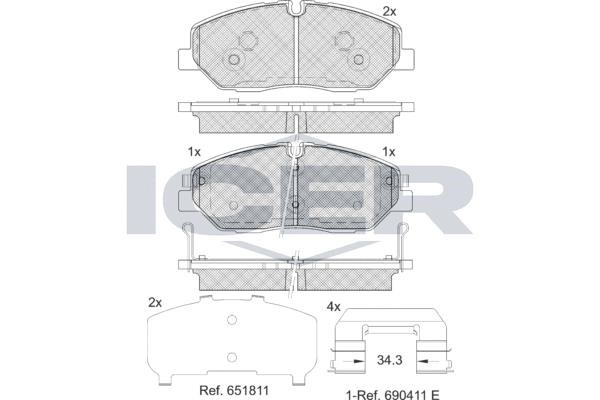 Icer 182268 Front disc brake pads, set 182268