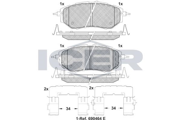 Icer 181697-067 Rear disc brake pads, set 181697067