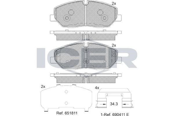 Icer 182268-204 Front disc brake pads, set 182268204