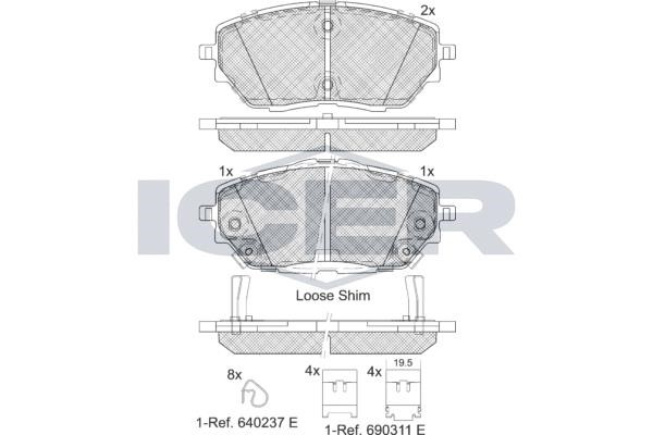 Icer 182287 Front disc brake pads, set 182287