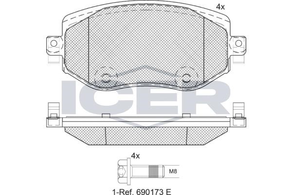 Icer 182292 Rear disc brake pads, set 182292
